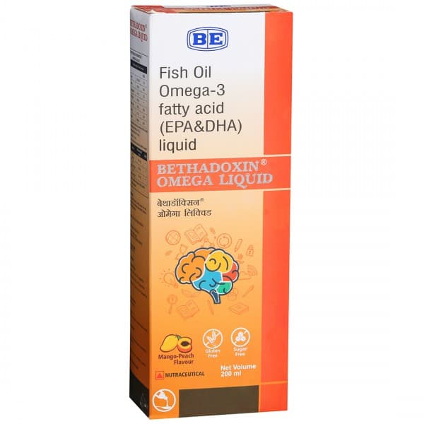 Bethadoxin Omega Sugar Free Mango Peach Flavour Liquid 200 ml