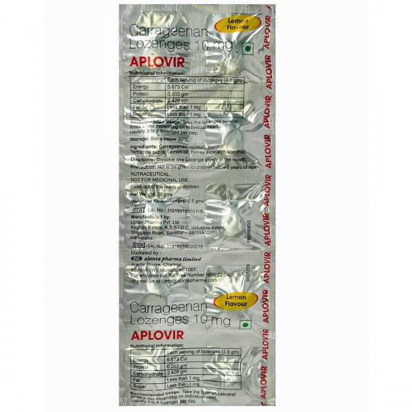 Aplovir Lemon Flavour 10 Lozenges