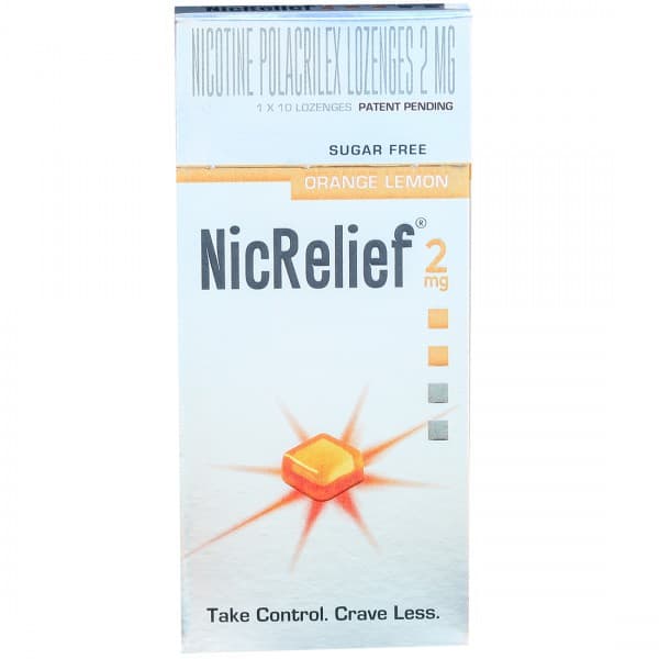 NicRelief 2 mg Sugar Free Orange Lemon Flavour 10 Lozenges