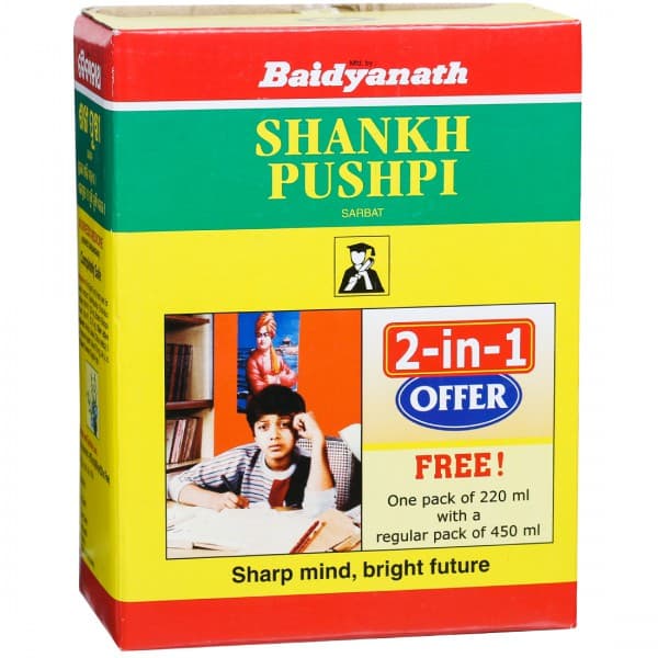 Baidyanath Shankh Pushpi Sarbat (Buy 450 ml Get 220 ml Free)