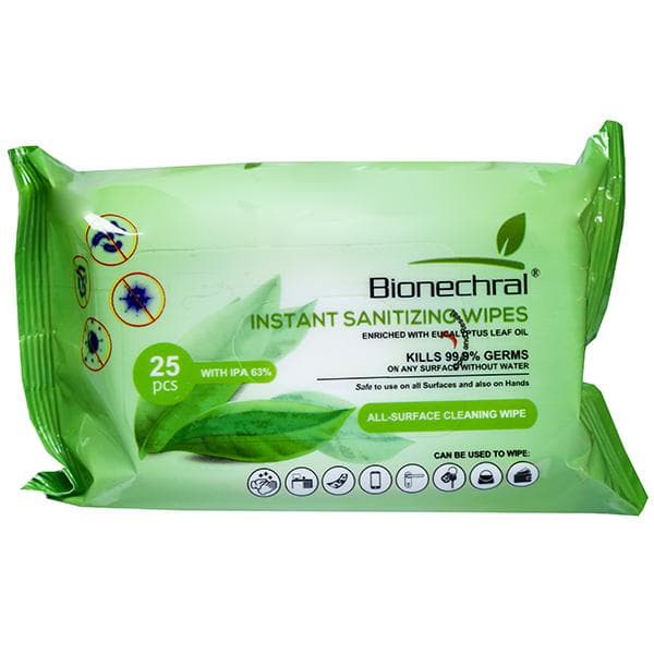Bionechral Instant Sanitizing Wipes (150 mm x 200 mm) Pack Of 25