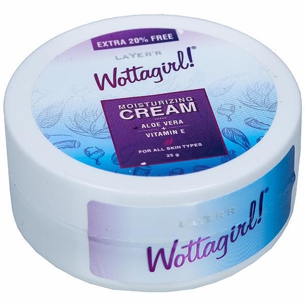 Layerr Wottagirl Moisturizing Cream Aloe Vera + Vitamin E (Free 20% Extra) 25 g