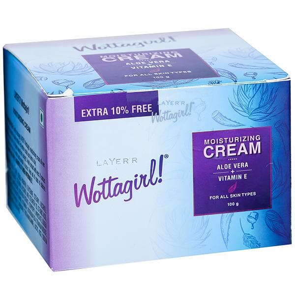 Layerr Wottagirl Moisturizing Cream Aloe Vera + Vitamin E (Free 10% Extra) 100 g