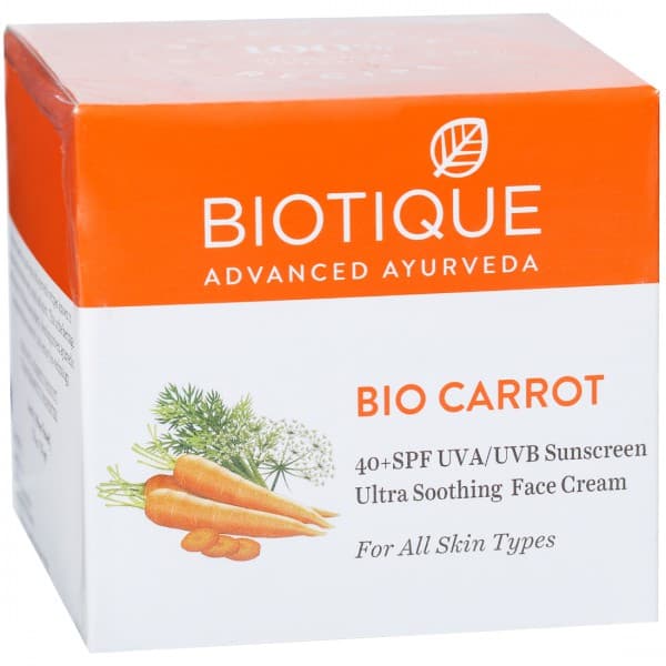 Biotique Bio Carrot Spf 40 + SPF UVA/UVB Sunscreen Ultra Soothing Face Cream 50 g
