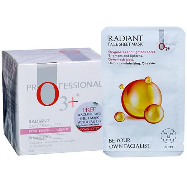O3+ Professional Radiant Day Cream Spf 30 (Free Radiant Face Sheet Mask 30 g) 50 g