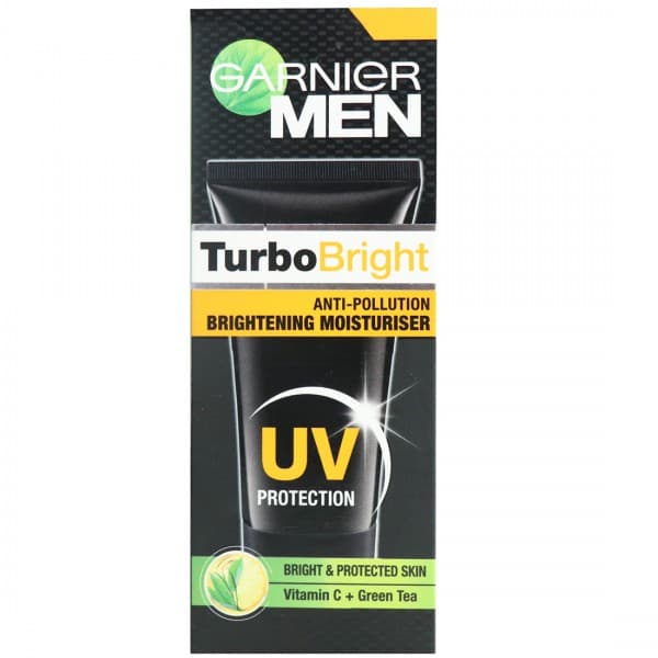 Garnier Men Turbo Bright Anti Pollution UV Protection Brightening Moisturiser Vitamiv C + Green Tea 40 g