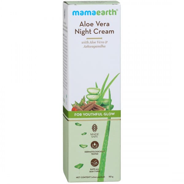 Mamaearth Aloe Vera Night Cream with Aloe Vera & Ashwagandha for Youthful Glow 50 g