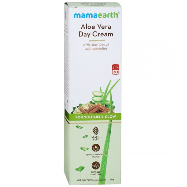Mamaearth Aloe Vera Day Cream Spf 30 with Aloe Vera & Ashwagandha for Youthful Glow 50 g