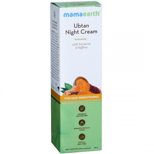 Mamaearth Ubtan Night Cream with Turmeric & Saffron for Skin Brightening 50 g