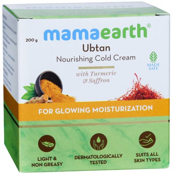 Mamaearth Ubtan Nourishing Cold Cream with Turmeric & Saffron for Glowing Moisturization 200 g