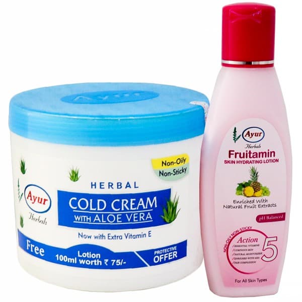 Ayur Herbals Cold Cream with Aloe Vera (Free Ayur Lotion 100 ml) 500 ml