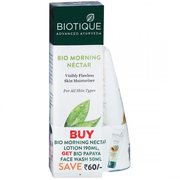 Biotique Bio Morning Nectar Visible Flawless Skin Moisturizer (Free Bio Papaya Face Wash 50ml) 190 ml