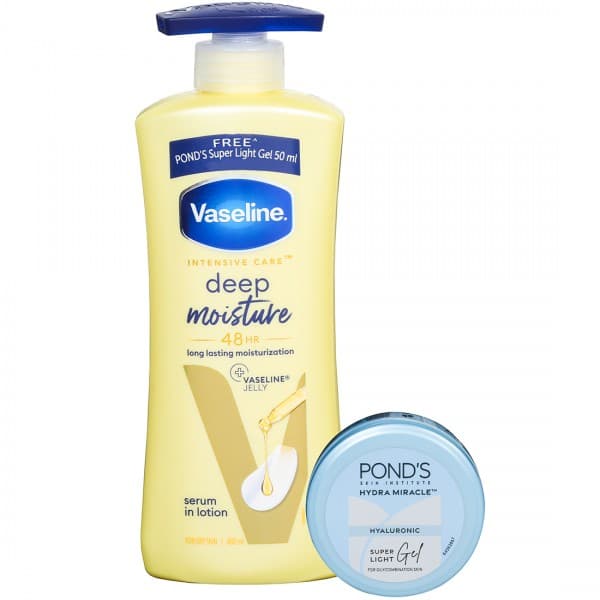 Vaseline Intensive Care Deep Moisture Serum in Lotion (Free Ponds Super Light Gel 50 g) 400 ml