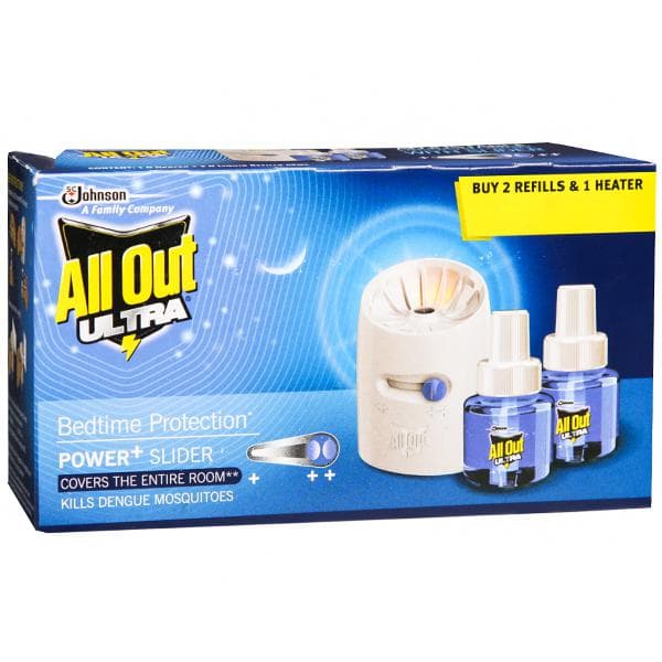 All Out Ultra Power+ Slider Liquid Vaporizer Heater & Refills Liquid 2 x 45 ml