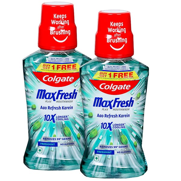 Colgate MaxFresh Plax Freshmint Mouthwash (Buy 1 Get 1 Free) 2 x 250 ml