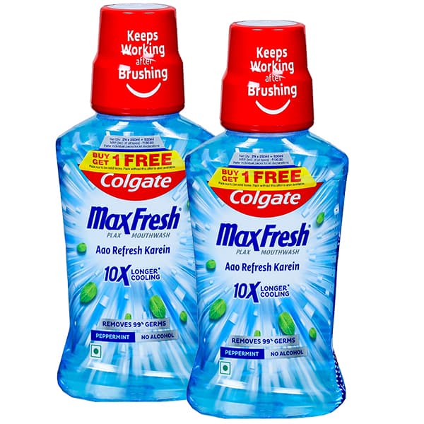 Colgate MaxFresh Plax Peppermint Mouthwash (Buy 1 Get 1 Free) 2 x 250 ml