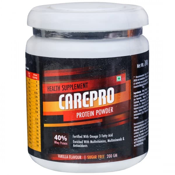 Care Pro Health Supplement Protein Powder Sugar Free Vanilla Flavour 200 g