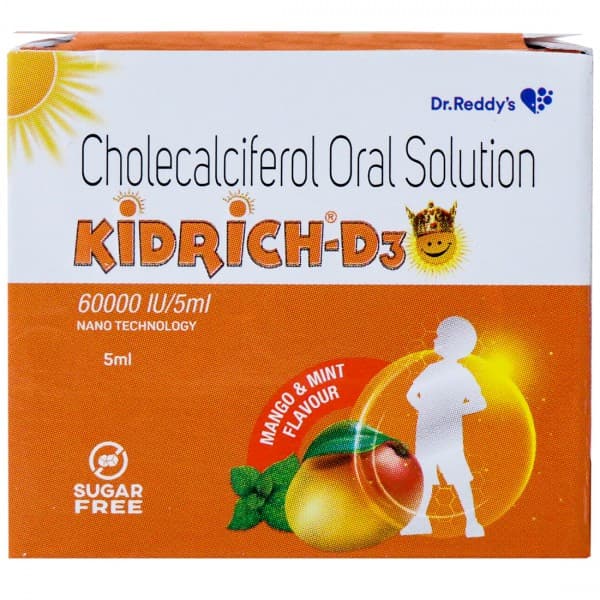 Kidrich D3 60000IU Oral Solution Mango & Mint Flavour Sugar Free 5 ml