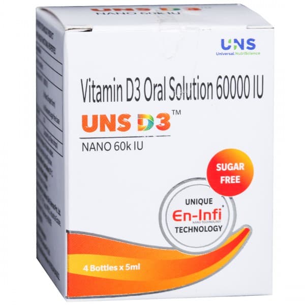 UNS D3 Nano 60k IU Sugar Free Oral Solution 4 x 5 ml