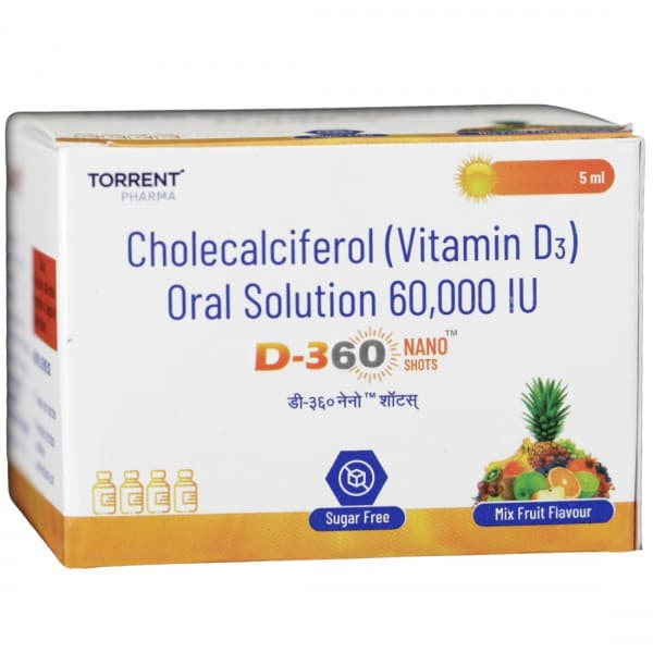 D 360 Nano Shots Sugar Free Mix Fruit Flavour Oral Solution 5 ml