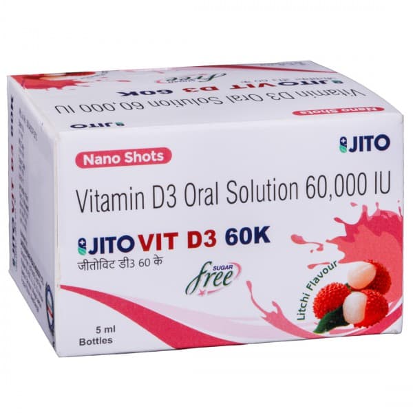 Jitovit D3 60K Nano Shots Sugar Free Litchi Flavour Solution 5 ml