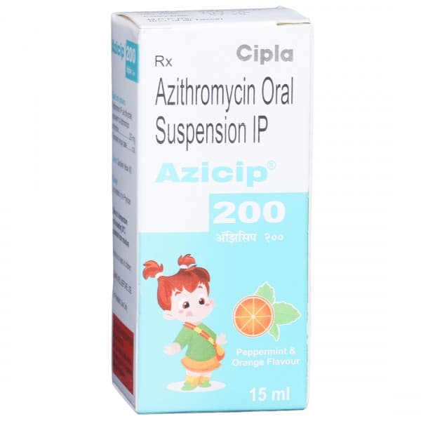 Azicip 200 Peppermint & Orange Flavour Oral Suspension 15 ml