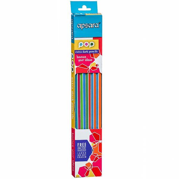 Apsara Pop Extra Dark Pencils 172 mm (Free Sharpener & Eraser) 101048009 Pack Of 10