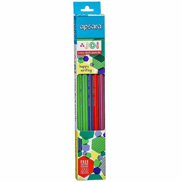Apsara Joi Extra Dark Pencils 172 mm (Free Sharpener & Eraser) 101048010 Pack Of 10