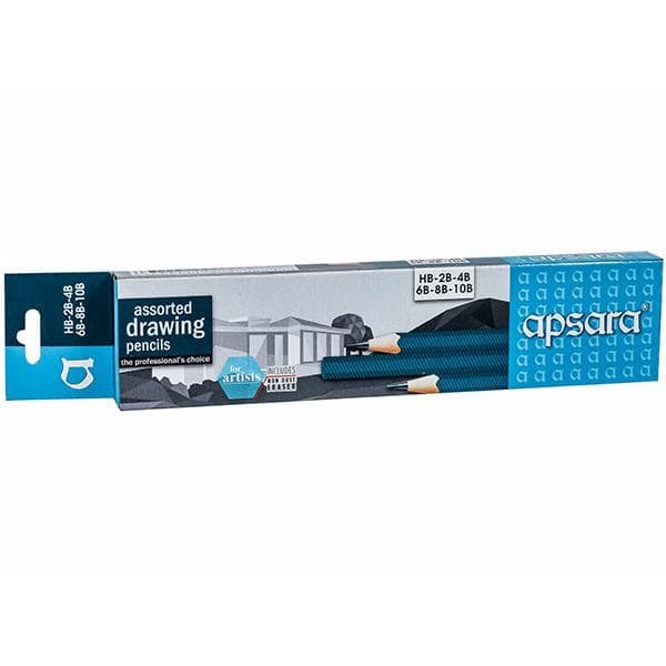 Apsara Assorted Drawing Pencils with Eraser 101219002 Pack Of 6