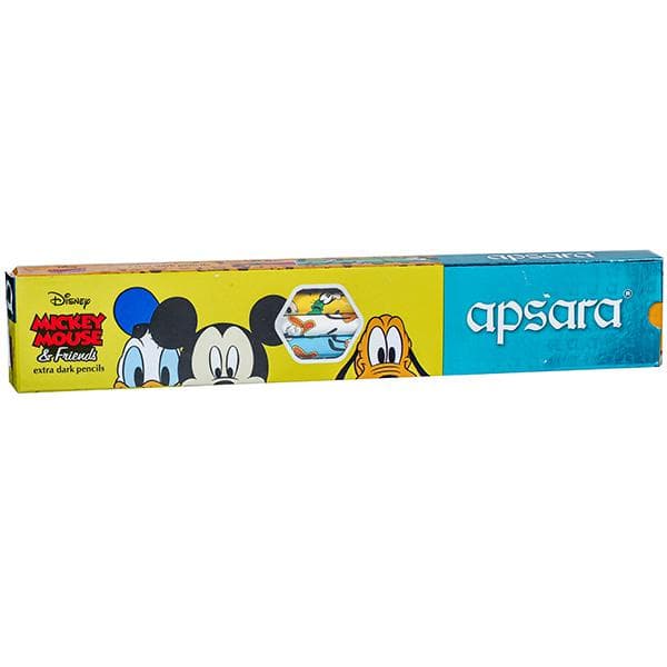 Apsara Disney Mickey Mouse & Friends Extra Dark Pencils 172 mm with Sharpener & Eraser 101018001 Pack Of 10
