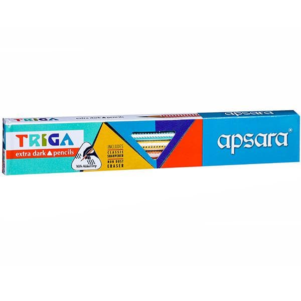 Apsara Triga Extra Dark Pencils with Sharpener & Eraser 101013010 Pack Of 10