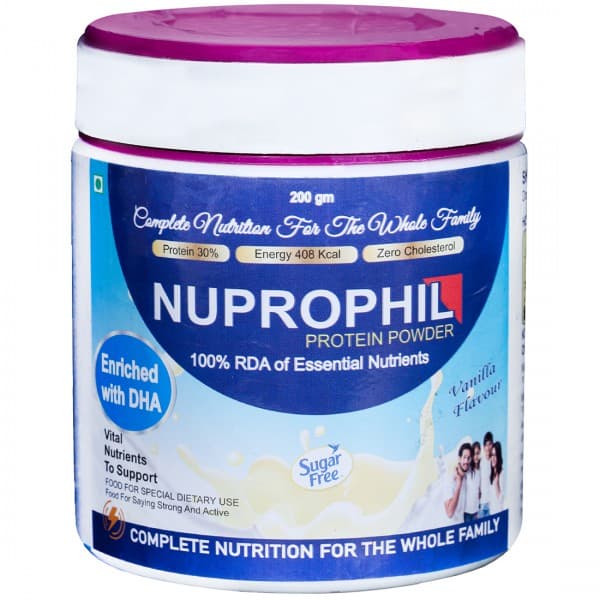 Nuprophil Sugar Free Vanilla Flavour Protein Powder 200 g