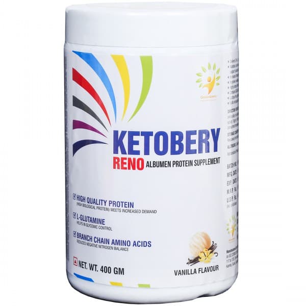 Ketobery Reno Sugar Free Vanilla Flavour Albumen Protein Supplement 400 g