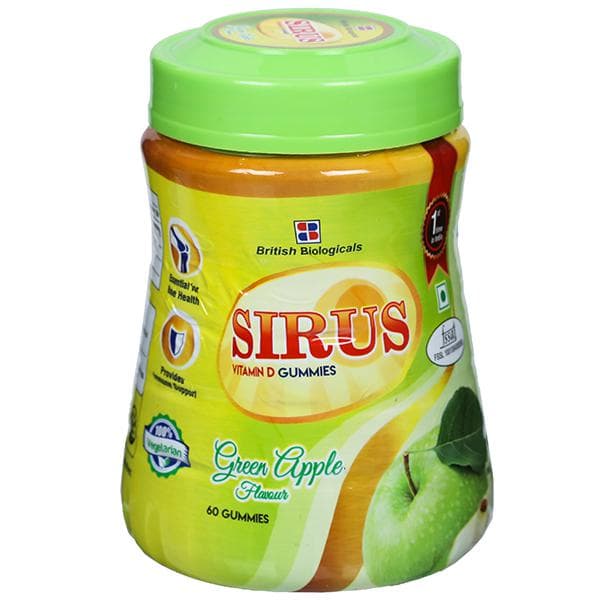 Sirus Vitamin D Gummies Green Apple Flavour 300 g