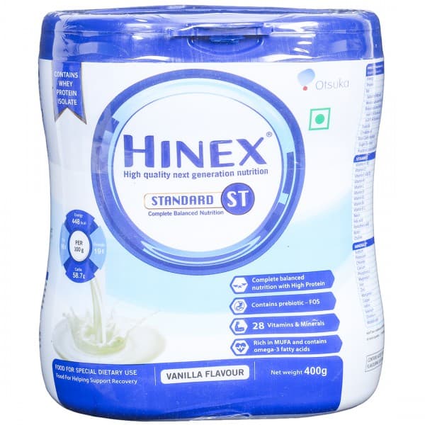 Hinex ST Vanilla Flavour Protein Powder Jar 400 g