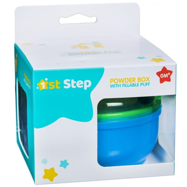 1st Step Powder Box with Fillable Puff 0M+ ST-514BL Blue & Green