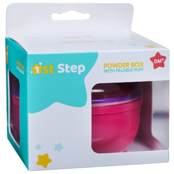 1st Step Powder Box with Fillable Puff 0M+ ST-514PK Pink & Purple