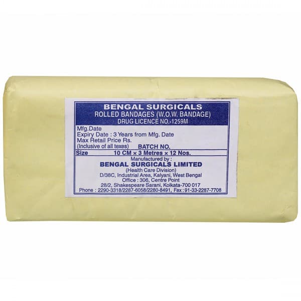 Roll Bandage (B.S.) HQ 10 cm x 3 m Pack Of 12
