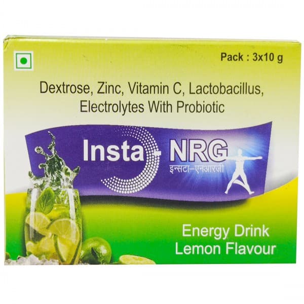 Insta NRG (Lemon Flavour) Energy Drink Sachet 10 g Pack Of 3