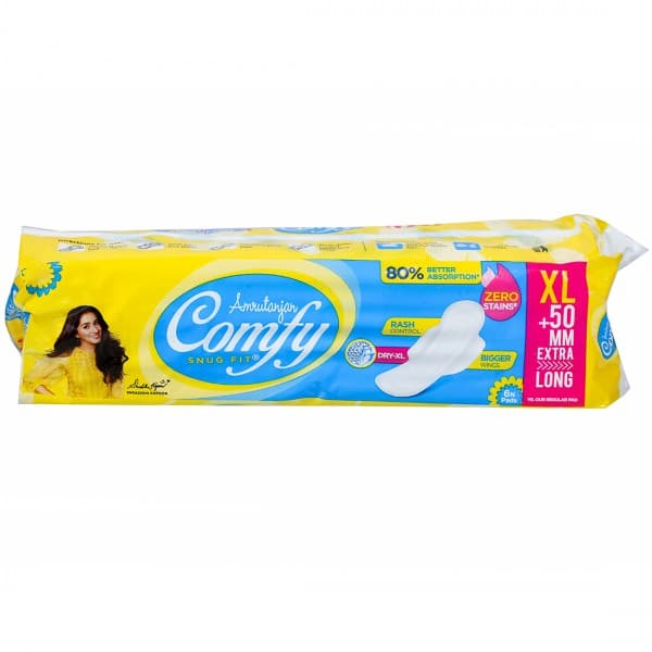 Amrutanjan Comfy Snug Fit Dry Extra Long Sanitary Pads Pack Of 6