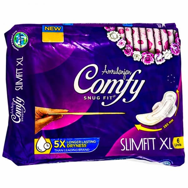 Amrutanjan Comfy Snug Fit Slimfit XL Wings Sanitary Pads Pack Of 6