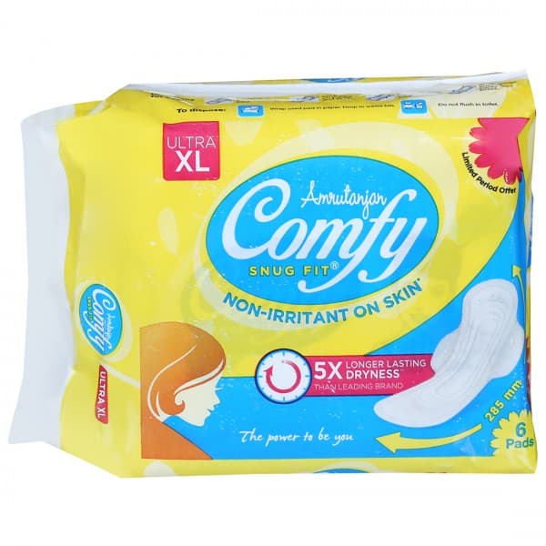Amrutanjan Comfy Snug Fit Ultra XL Sanitary Pads Pack Of 6