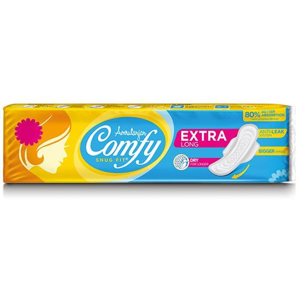 Amrutanjan Comfy Snug Fit Dry Extra Long Sanitary Pads Pack Of 7