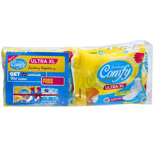 Amrutanjan Comfy Snug Fit Ultra XL (Free Bella Intimate Wet Wipes Pack of 10) Pack of 2 x 6