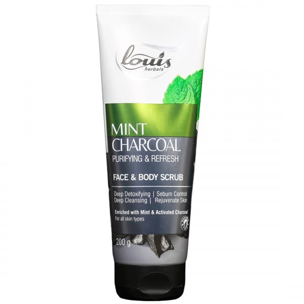 Louis Herbals Mint Charcoal Purifying & Refresh Face & Body Scrub 200 g