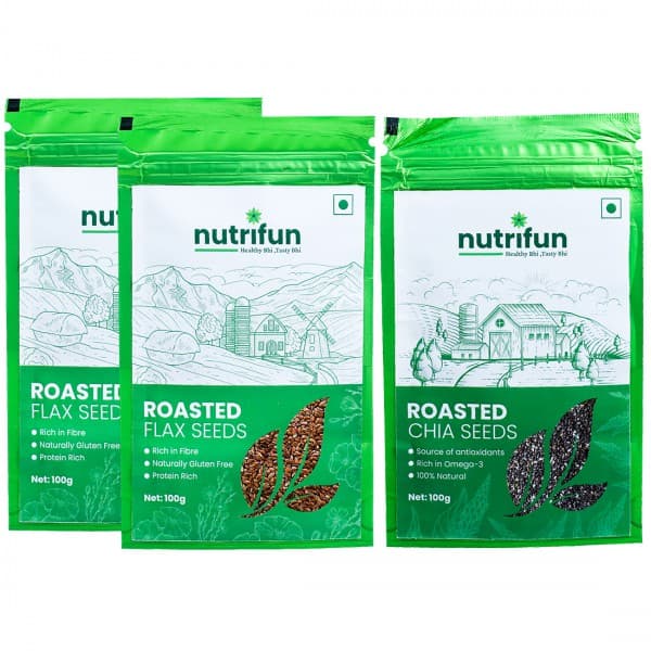 Nutrifun Roasted Flaxseed ( Free Nutrifun Roasted Chia Seed 100g) 2 x 100 g