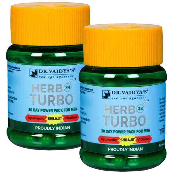 Dr.Vaidya's Herbo 24 Turbo Ayurvedic Shilajit Vitalizer 2 x 30 Capsules