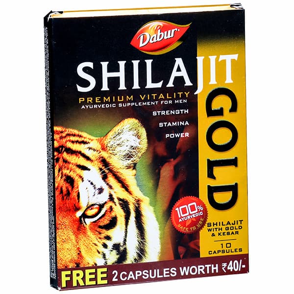 Dabur Shilajit Gold Capsules (Free 2 Capsules) 10 Capsules