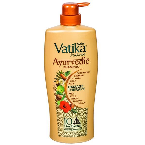 Dabur Vatika Naturals Ayurvedic Shampoo Damage Therapy for Strong, Healthy Hair 640 ml