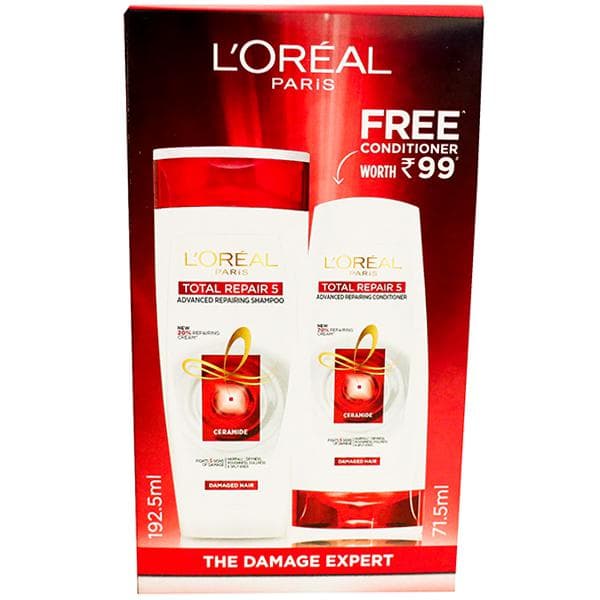 Loreal Paris Total Repair 5 Advanced Repairing Shampoo (Free Loreal Paris Conditioner 71.5 ml) 192.5 ml